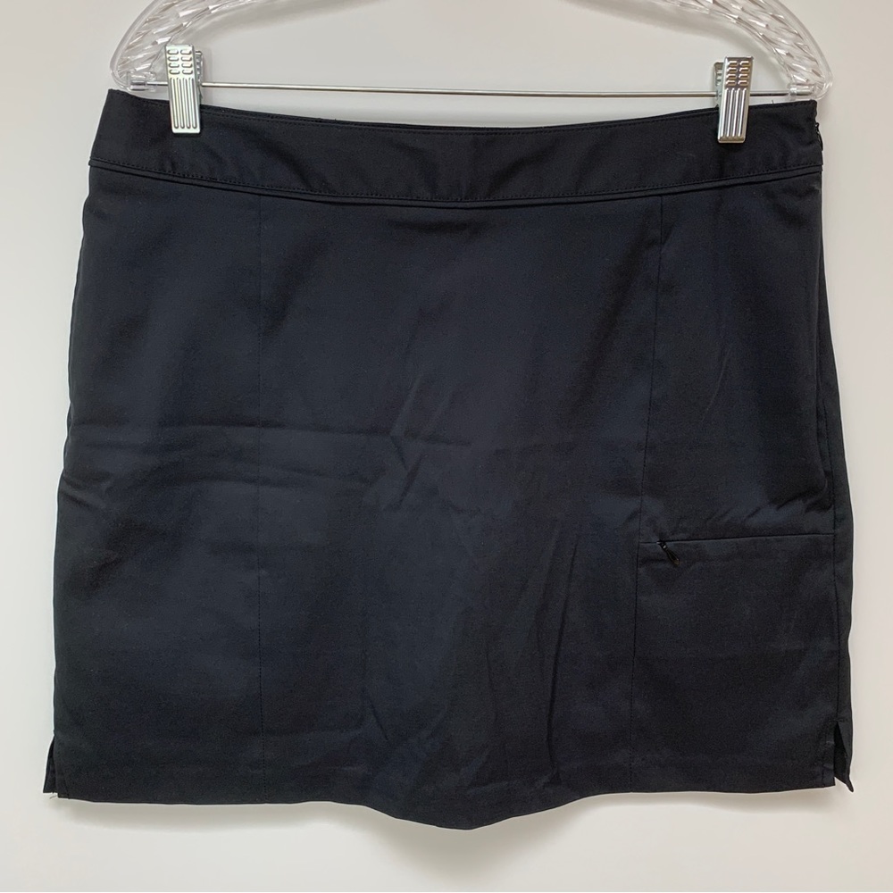 Greg Norman Skort Size 10 Black Pockets Stretch Zip Casual Golf Tennis Womens